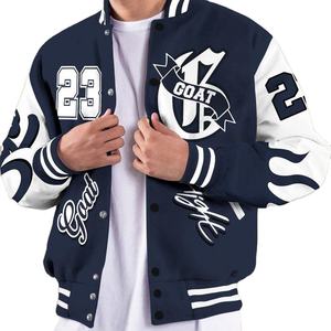 Custom <b>Leather</b> Sleeves Athletic Style Varsity <b>Jacket</b> for Men Chenille Embroidery <b>Retro</b> Stand Collar Outerwear Winter <b>Jacket</b> - Product Image 6