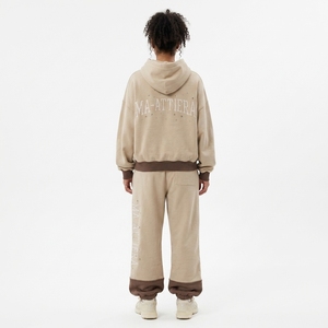 Ensemble survêtement streetwear personnalisé pour femme, beige et marron, coupe oversize, en molleton de coton, vente en gros OEM - Product Image 2