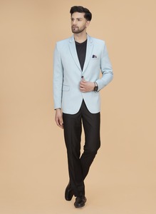 Blazer Azul Cielo para Hombre, Corte Entallado, Elegante, Traje Formal para Reuniones de Negocios, Bodas, Fiestas y Ocasiones Especiales, en Venta - Product Image 2
