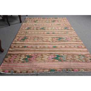 Turkish Area Rug 4.3x6.8 ft, <b>Brown</b> Oriental Vintage <b>Wool</b> Rug - Product Image 3