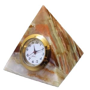 นาฬิกาทรงพีระมิดโอนิกซ์ทรงพีระมิด/ทรงสามเหลี่ยมนาฬิกาควอทซ์หินอ่อนสีเขียวตั้งโต๊ะ - Product Image 3