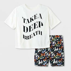 Comodo Set Pigiama a Quadretti Crema 2 Pezzi per Ragazze, Include T-Shirt e Pantaloncini, 100% Cotone, Taglia 8, per Autunno e Primavera, per Ragazzi - Product Image 1