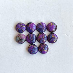 Natural Purple Copper <b>Turquoise</b> Round Cabochon Loose Gemstone Lot for Jewelry Making Ring Pendant Bracelet Craft Projects - Product Image 2