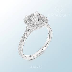 แหวนทองคำขาวคลาสสิกประดับเพชรทรงคุชชั่น เหมาะสำหรับใส่ในงานหมั้น งานแต่งงาน หรืองานเฉลิมฉลองพิเศษ - Product Image 2