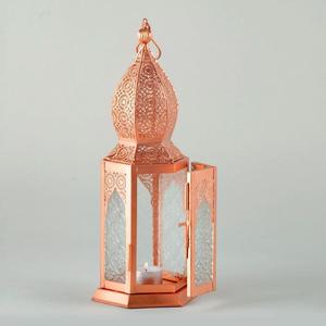 Copper Finished Moroccan <b>Lantern</b> Durable Hanging Metal Glass Candle <b>Lantern</b> for Indoor Decorative Use Wholesale Candle <b>Lantern</b> - Product Image 5
