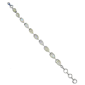 925 <b>Silver</b> Women's Teardrop <b>Bracelet</b> with Moonstone Diamond & Jade Classic Religious Cute Style Gift - Product Image 1