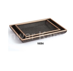 Dernier design Fournisseur de gros poli brillant Plateau de service en métal doré Plateau décoratif en aluminium pour la maison - Product Image 4