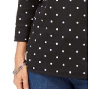 Karen Scott Haut décontracté à col bateau imprimé Emily pour femme, noir, taille moyenne - Product Image 3