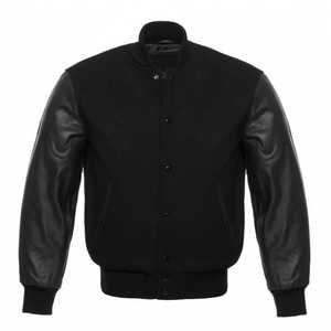 Blouson aviateur Letterman en chenille avec broderie personnalisée Veste universitaire à manches en cuir vierge Streetwear vintage pour hommes - Product Image 1