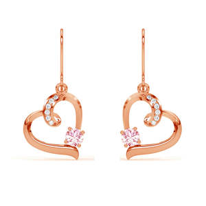 CLARA ต่างหูเงินแท้ 925 รูปหัวใจสีชมพู เครื่องประดับแฟชั่นทันสมัย - Product Image 1