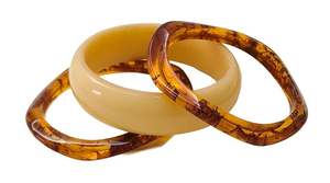 Bracelets empilables en résine fine, colorés et artisanaux, crème, ombrés, pour l'Inde, bracelets faits à la main - Product Image 2