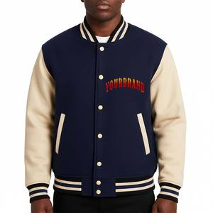 Custom Embroidery logo <b>Denim</b> Varsity <b>Jacket</b> for Man <b>with</b> leather sleeves Hip Hop Baseball man winter <b>Jacket</b> - Product Image 3