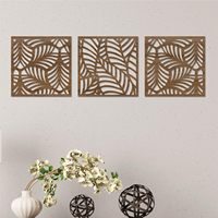 Feuille géométrique moderne Art mural en bois poli Décoration murale florale pour salon Cadeau de pendaison de crémaillère