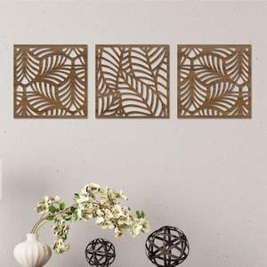 Modern Geometric <b>Leaf</b> Wall <b>Art</b> Polished Wood Floral Wall Decor for Living Room Housewarming Gift - Product Image 2