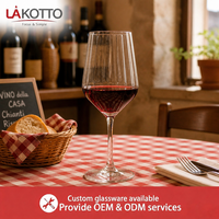 Verre à vin côtelé en cristal LAKOTTO 500 ml, bol rond pour service hôtelier, verrerie pour service d'eau, fabricant OEM de logos