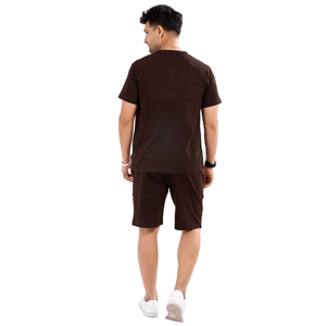 Conjunto de Camiseta y Pantalones Cortos para Hombre INDEX APPAREL, Cuello Redondo, Color Marrón, Tejido Transpirable de Algodón, Estilo Casual de Verano, Personalizable - Product Image 2