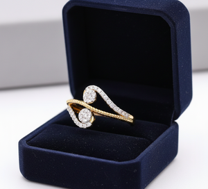 แหวนเพชรทองคำทรงหรูหรา ดีไซน์เกลียวรูปตัว S สำหรับผู้หญิง ของขวัญงานแต่งงาน - Product Image 5