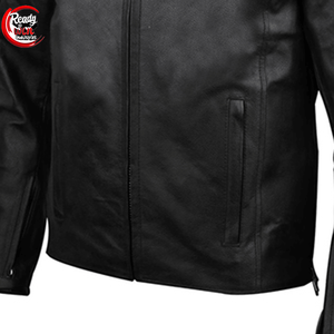 Chaqueta de motorista de cuero para hombre Chaqueta de bombardero de cuero para hombre Chaqueta de cuero para motociclistas - Product Image 4