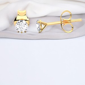 Clásico minimalista 0.50CT Lab Grown Unisex Stud Pendientes en oro de 14K Venta al por mayor OEM Diamond Jewelry - Product Image 1