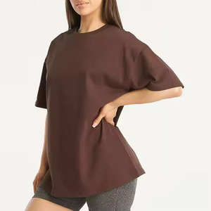 Camiseta de gran tamaño de algodón de gran peso para mujer, camiseta de alta calidad con estampado Dtg de lavado ácido y hombros caídos, camisetas Ringer, 260gsm - Product Image 5