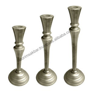 Nouveauté 2026 : Ensemble de 3 bougeoirs en aluminium doré de qualité supérieure avec un design unique, idéal pour les cérémonies religieuses - Product Image 4