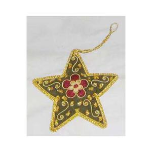 Décoration de Noël en étoile brodée à la main Zari, ornement suspendu pour la décoration, couleur marron en forme d'étoile, utilisé pour les décorations - Product Image 1