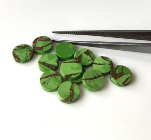 Piedras preciosas sueltas turquesas de cobre verde, cabujón de moneda de 4mm-20mm, piedras preciosas naturales planas de ambos lados, forma pulida plana calibrada - Product Image 3