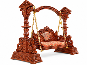 Jhula en bois de style Maharaja de luxe pour la décoration du salon, style Rajwadi exclusif, balançoire en teck sculptée à la main pour maisons de luxe aux États-Unis - Product Image 5