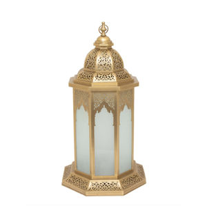 Gold Finished Metal <b>Glass</b> Moroccan Candle <b>Lantern</b> for Home Decoration Christmas Ramadan Lighting Eco-Friendly Handmade - Product Image 1