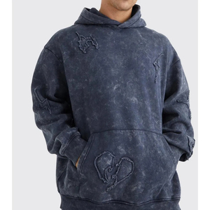 Patch personnalisé délavé au soleil en détresse pantalons de survêtement à capuche délavés à l'acide pantalons cargo survêtements unisexes survêtements ensemble 2 pièces survêtements - Product Image 5