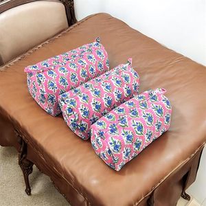 Estuche de algodón Vintage impermeable Pastel, organizador de viaje lavable a máquina, conjunto de bolsa de cosméticos, joyería de maquillaje ecológica - Product Image 2