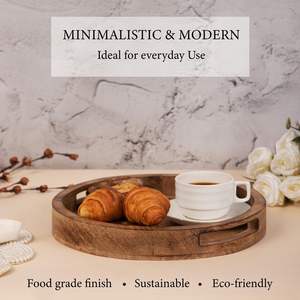 Plateau de service en bois artisanal écologique pour les célébrations à domicile, les collations quotidiennes, les boissons, le café, le thé, l'accueil des invités, les repas - Product Image 6