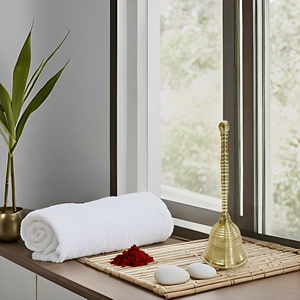 Campana de mano de madera de latón, accesorio de instrumento Musical Poojan indio tradicional de 7,5 pulgadas para curar, adorar a Dios, ídolo en casa - Product Image 5