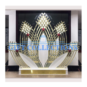 Arche de mariage en métal moderne, toile de fond plaquée or brillant, support de fleurs, scène rectangulaire, décoration d'arc de fleurs - Product Image 6