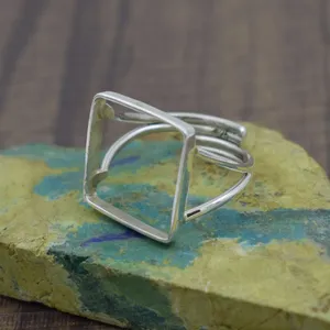 7-30mm 925 Sterling Silver Blank Setting Ring Collet Back Open Square Shape Gemstone Bezel Cup Blank Ring Making Jewelry - Product Image 2