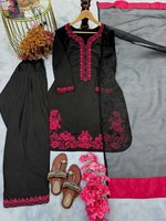 Baju Salwar Kameez Palazzo Kasual Desainer India, Bordir, Bahan Crepe Prancis Anti Kusut, Cocok untuk Pesta Pernikahan