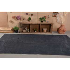 Tapis turc vintage moderne de 5.4x11 pieds en laine noire, patchwork fait à la main, avec support en latex pour le salon ou la chambre à coucher. - Product Image 1