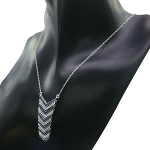 Collier pendentif en argent sterling 1.02 ct avec diamant taille ronde bleu naturel - Product Image 4