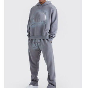 Nouveau design de vêtements de rue avec logo personnalisé, ensembles pantalons cargo et sweat à capuche pour hommes, brodés et empilés, ensemble jogging évasé, survêtement - Product Image 4