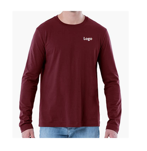 Camiseta de algodón de manga larga para hombre, ropa con logotipo personalizado, de calidad - Product Image 1
