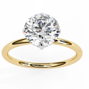 Bague de fiançailles solitaire sertie à griffes en diamant de laboratoire de forme ronde certifié IGI 1 carat, clarté VS, couleur EF, en or jaune 14 carats - Product Image 3