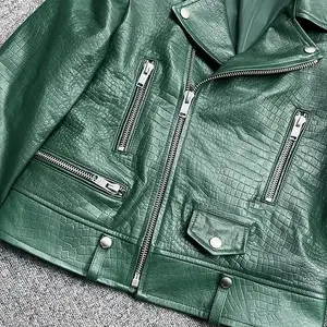 Vestes en cuir unies respirantes de haute qualité à manches longues avec fermeture éclair et vent chaud pour femmes - Product Image 6