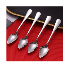 High Quality Stainless Steel Flatware Set High Selling Grapefruit Spoon with Serrated Edges for Scraping and Serving Desserts - Product Image 4