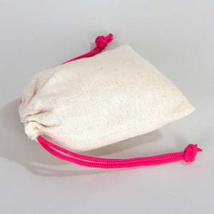 Fuchsia <b>Drawstring</b> Cotton <b>Pouch</b> 4 W X 5 H Screen Printing for Packaging Jewelry Food Gifts with Custom Logo Option - Product Image 4
