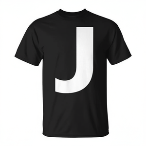 Camiseta Negra con Cuello Redondo y Letra J en Mayúscula, Camiseta Promocional - Product Image 2