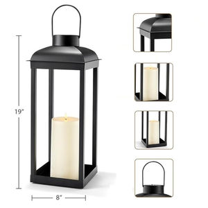 Fancy Home Decor Metal <b>Lantern</b> Tall <b>Black</b> Metal Decorative <b>Candle</b> Holder Outdoor Hanging <b>Lanterns</b> for Festive Decor at Low Price - Product Image 2