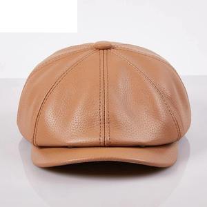Nuevo Sombrero Boina de Cuero Genuino Unisex, Gorra Newsboy de 8 Paneles para Hombre y Mujer, Gorra Baker Boy Vintage Suave con Visera - Product Image 3