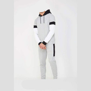 Prix de gros – Ensemble de survêtement uni pour homme en polyester/coton respirant et anti-transpiration, avec capuche, 2 pièces, hiver, avec poches - Product Image 3