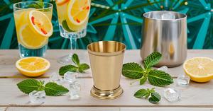 <b>Braided</b> Glass Mint Julep Cup 12 Ounce Capacity Eco-Friendly Brass Beaded Party <b>Accessory</b> - Product Image 6