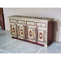 Armoire de console élégante en bois fabriqué à la main en laiton gaufré détaillant meubles de maison traditionnels buffet de stockage atelier à domicile